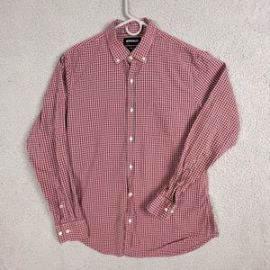 BONOBOS MENS BUTTON DOWN SHIRT SIZE L BLACK RUST COLORED CHECK